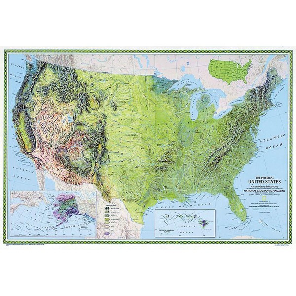 National Geographic Landkarte USA Karte physisch