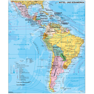 Stiefel Kontinentkarte Mittel- und Südamerika politisch (97 x 119 cm)