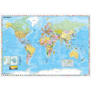 Stiefel Weltkarte politisch mit Flaggenrand (137 x 89 cm)