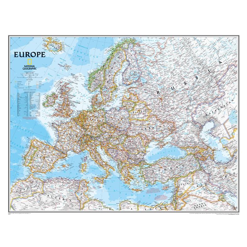 National Geographic Kontinentkarte Europa politisch, laminiert