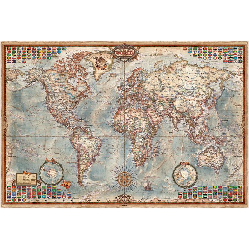 RayWorld Weltkarte Antike Karte Executive, laminiert