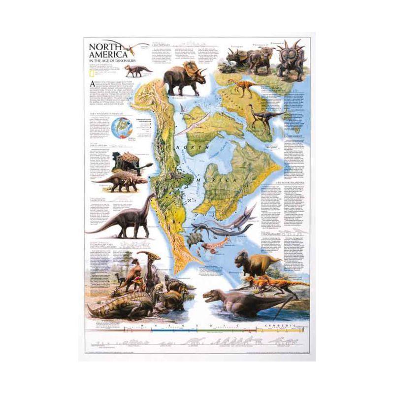 National Geographic Regional-Karte Dinosaurier Nord-Amerikas