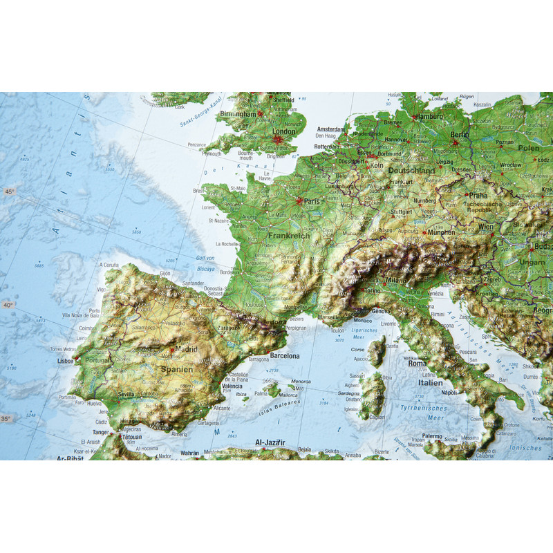 Georelief Kontinentkarte Europa (39x29) 3D Reliefkarte