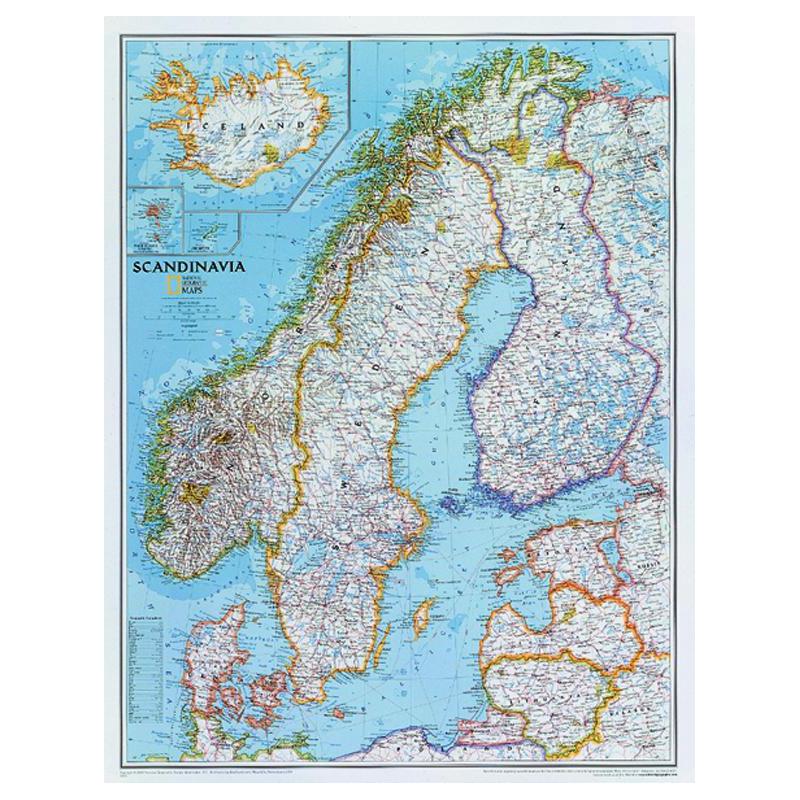 National Geographic Regional-Karte Skandinavien