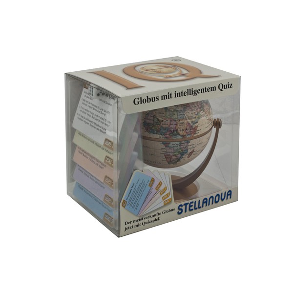 Stellanova Mini-Globus Dreh-Schwenk Globus mit IQ-Quiz, Antikdesign 10cm