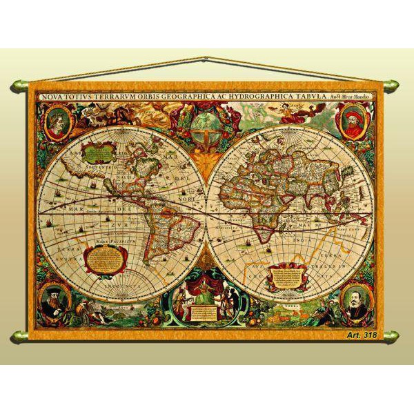 Zoffoli Weltkarte Antike Karte (Reproduktion) Nr. 318/2