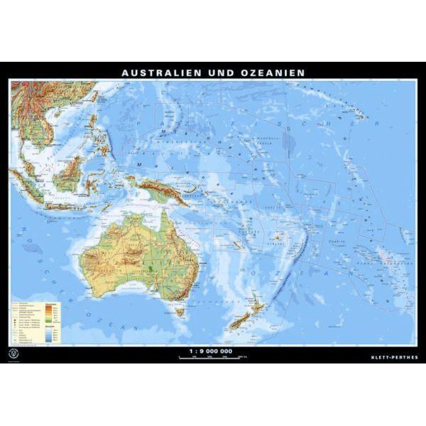 Klett-Perthes Verlag Kontinent-Karte Australien und Ozeanien physisch / politisch (ABW) 2-seitig