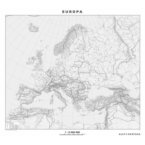Klett-Perthes Verlag Kontinentkarte Europa politisch / stumm (ABW) 2-seitig