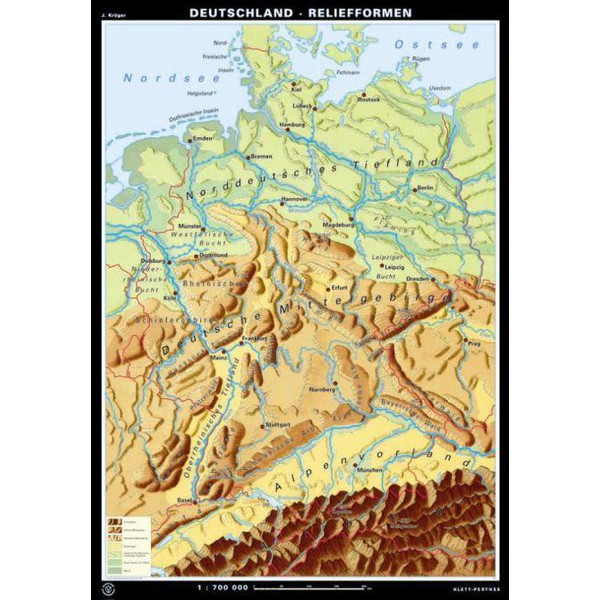 Klett-Perthes Verlag Landkarte Deutschland Reliefformen / Landschaftsformen (P) 2-seitig