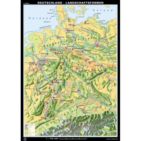 Klett-Perthes Verlag Landkarte Deutschland Reliefformen / Landschaftsformen (P) 2-seitig