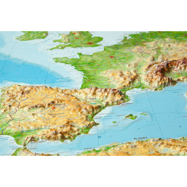 Georelief Kontinentkarte Europa (77x57) 3D Reliefkarte