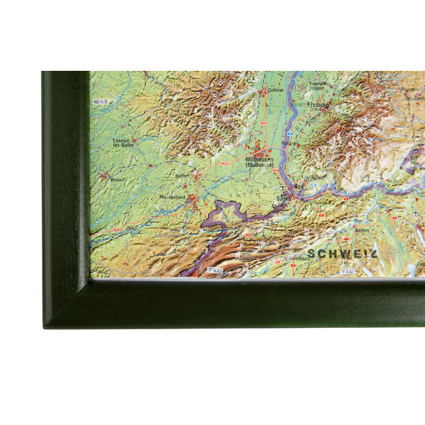 Georelief Landkarte Deutschland (77x57) 3D Reliefkarte mit Holzrahmen