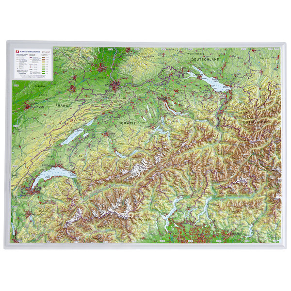 Georelief Landkarte Schweiz (39x29) 3D Reliefkarte