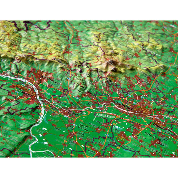 Georelief Regional-Karte Hessen 3D Reliefkarte (57 x 77 cm)