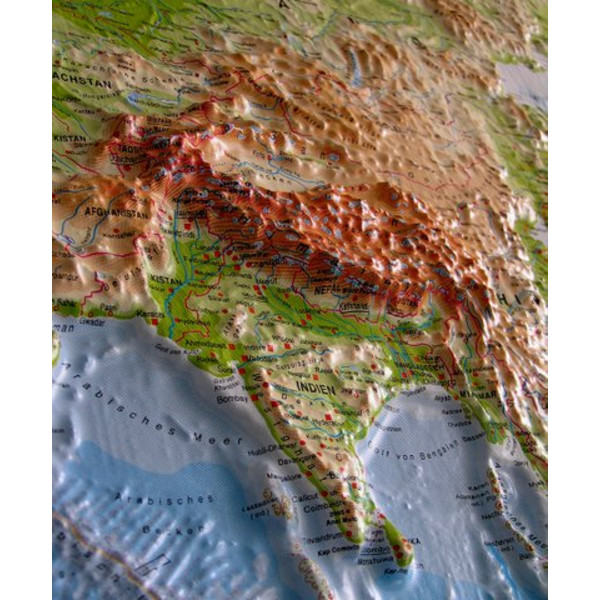 geo-institut Weltkarte Reliefkarte Welt Silver line physisch