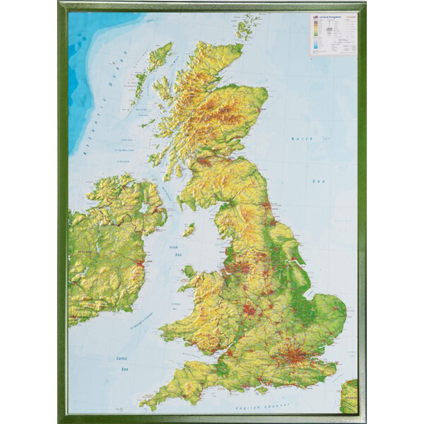 Georelief Landkarte Großbritannien (57x77x2cm) 3D Reliefkarte