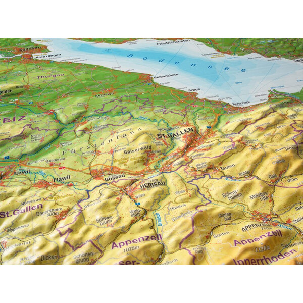 Georelief Regional-Karte Allgäu Bodensee 3D Reliefkarte (77 x 57 cm)