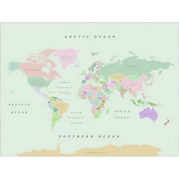 Miss Wood Weltkarte Woody Map Watercolor Retro L