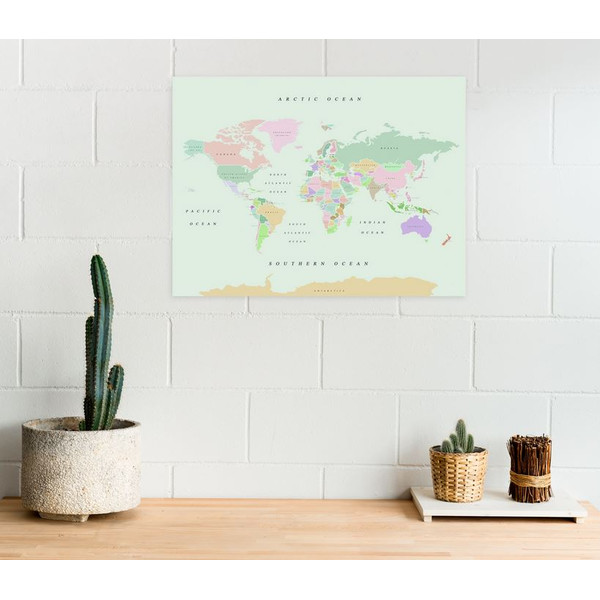 Miss Wood Weltkarte Woody Map Watercolor Retro L