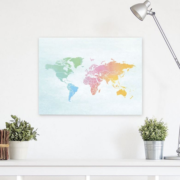 Miss Wood Weltkarte Woody Map Watercolor Splash L
