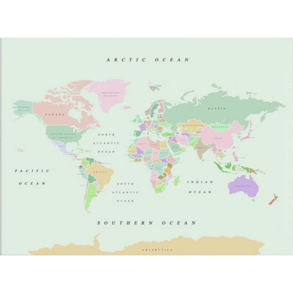 Miss Wood Weltkarte Woody Map Watercolor Retro XL