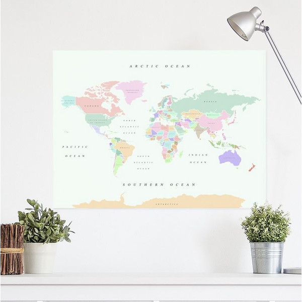 Miss Wood Weltkarte Woody Map Watercolor Retro XL