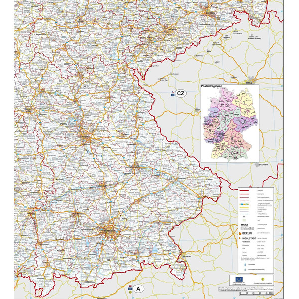Stiefel Landkarte Verkehrswegekarte Deutschland mit Metallleisten