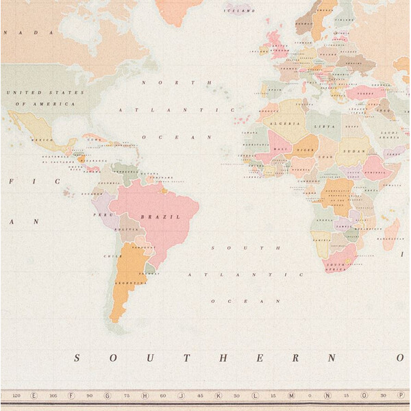 Miss Wood Weltkarte Woody Map Watercolor Colonial L