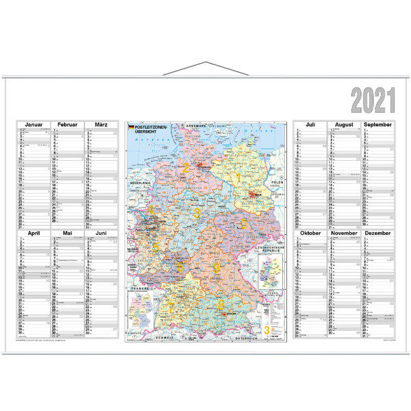 Stiefel Landkarte Jahresplaner 2021 Deutschland Postleitzahlenübersicht