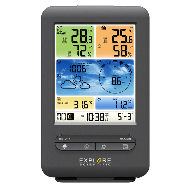 Explore Scientific Wetterstation WLAN-Wettercenter mit 5-in-1 Profi-Sensor V