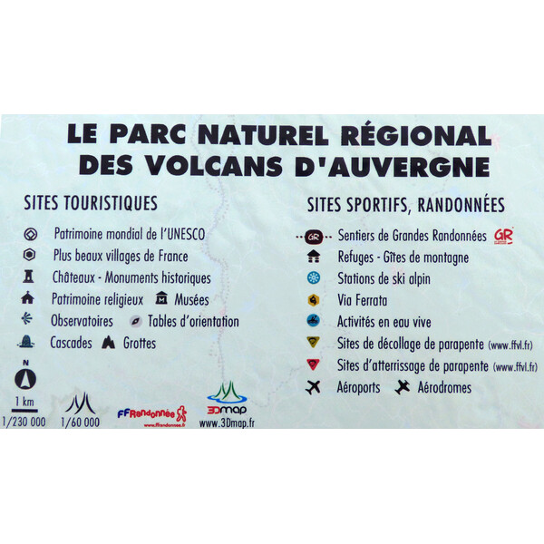 3Dmap Regional-Karte Le Parc Naturel Régional des Volcans d'Auvergne