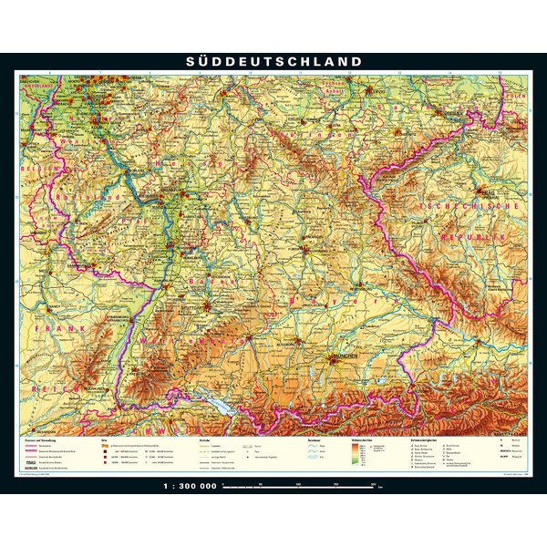 PONS Regional-Karte Süddeutschland physisch (243 x 197 cm)