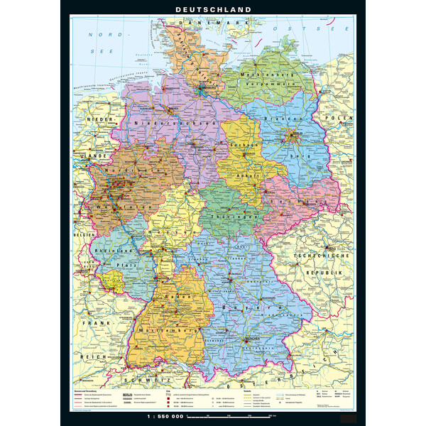 PONS Landkarte Deutschland physisch und politisch (133 x 186 cm)