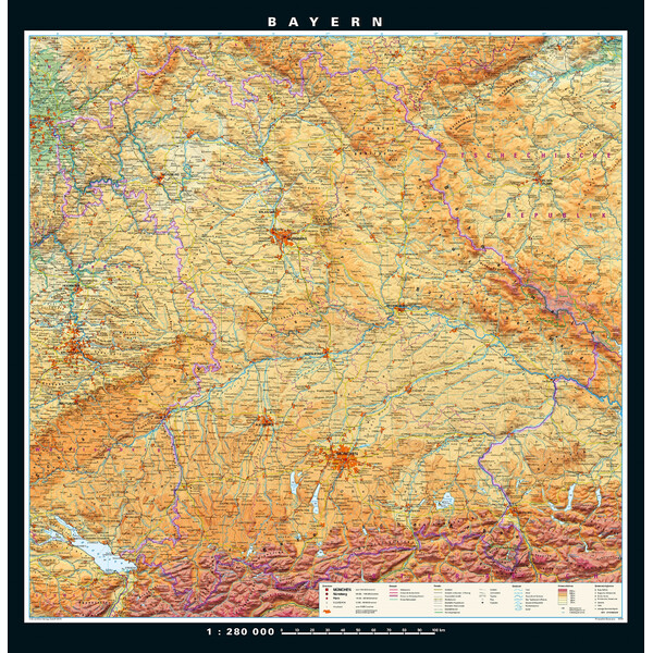 PONS Regional-Karte Bayern physisch/politisch (148 x 150 cm)