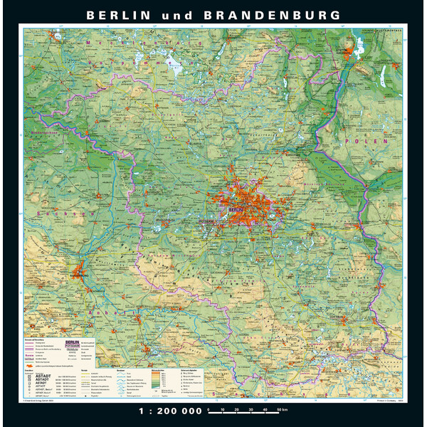 PONS Regional-Karte Berlin-Brandenburg physisch/politisch (148 x 150 cm)