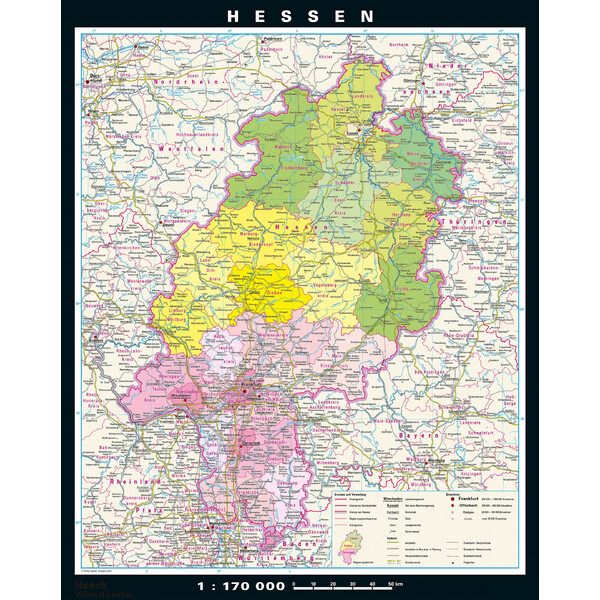 PONS Regional-Karte Hessen physisch/politisch (148 x 183 cm)