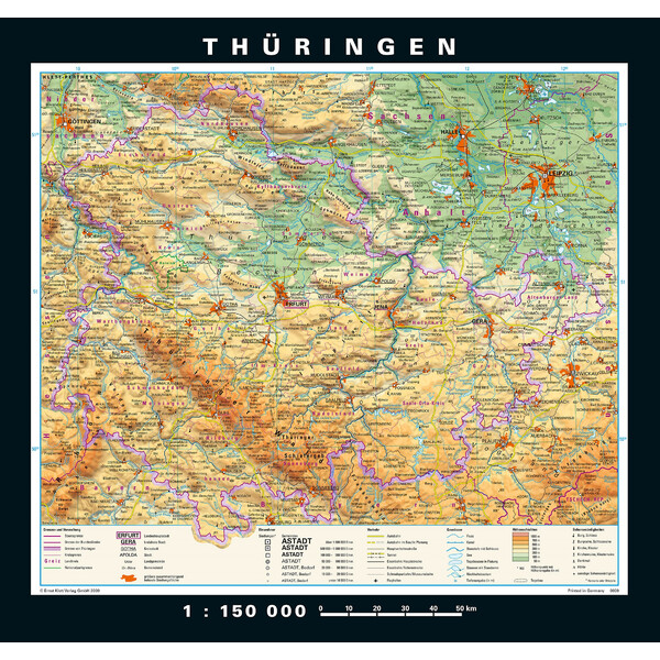 PONS Regional-Karte Thüringen physisch/politisch (148 x 150 cm)