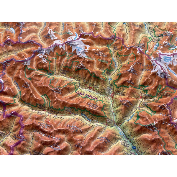 Georelief Regional-Karte Tirol (78 x 58 cm) 3D Reliefkarte mit Holzrahmen