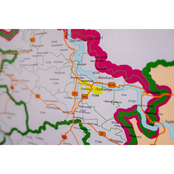 GeoMetro Regional-Karte Hessen Postleitzahlen PLZ (100 x 140 cm)