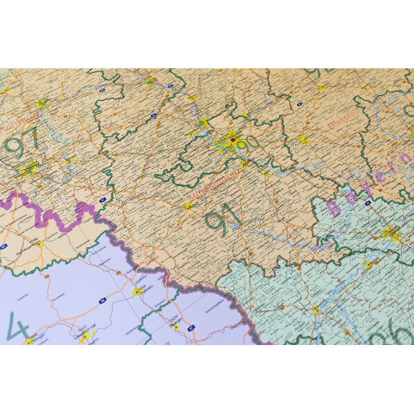 GeoMetro Regional-Karte Bayern Postleitzahlen PLZ (100 x 140 cm)