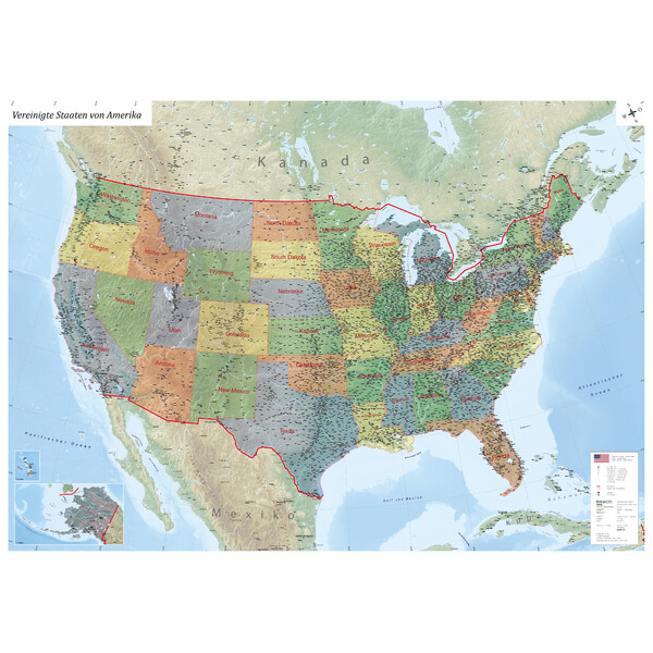 GeoMetro Landkarte USA politisch (140 x 100 cm)