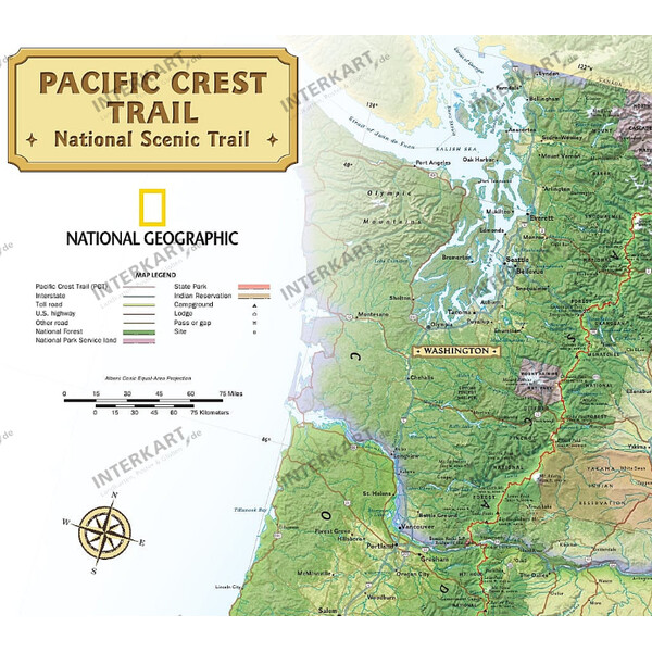 National Geographic Regional-Karte Pacific Crest Trail (46 x 122 cm)