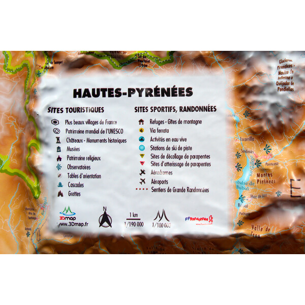 3Dmap Regional-Karte Hautes-Pyrénées (61cm x 41cm)