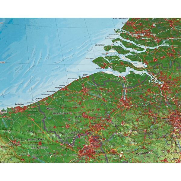 Georelief Regional-Karte Benelux (57 x 77 cm)