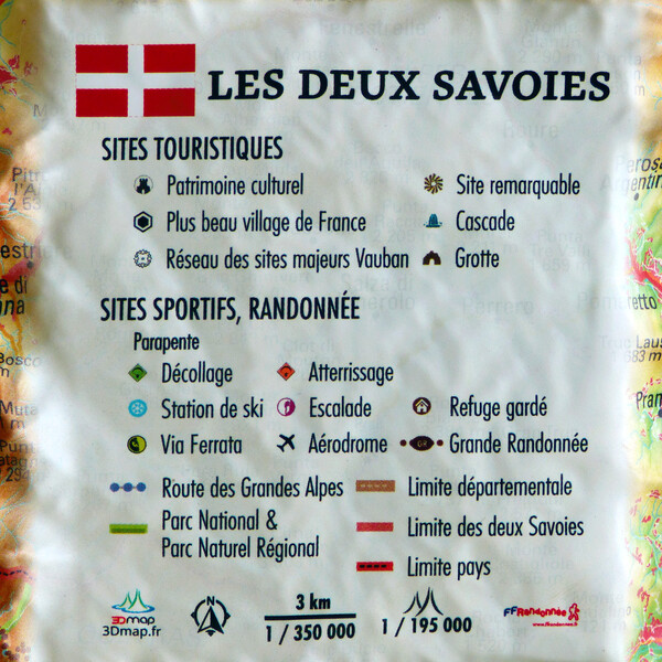 3Dmap Regional-Karte Les deux Savoies (61 x 41 cm)