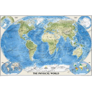 National Geographic Physische Weltkarte mit Meeresrelief