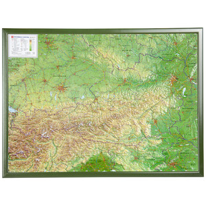 Georelief Landkarte Österreich (77x57) 3D Reliefkarte mit Holzrahmen