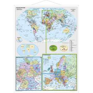 Stiefel Landkarte Deutschland und Europa in der Welt mit Metallleisten