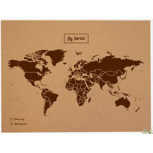 Miss Wood Weltkarte Woody Map Natural Cork XL brown