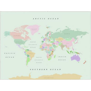 Miss Wood Weltkarte Woody Map Watercolor Retro L